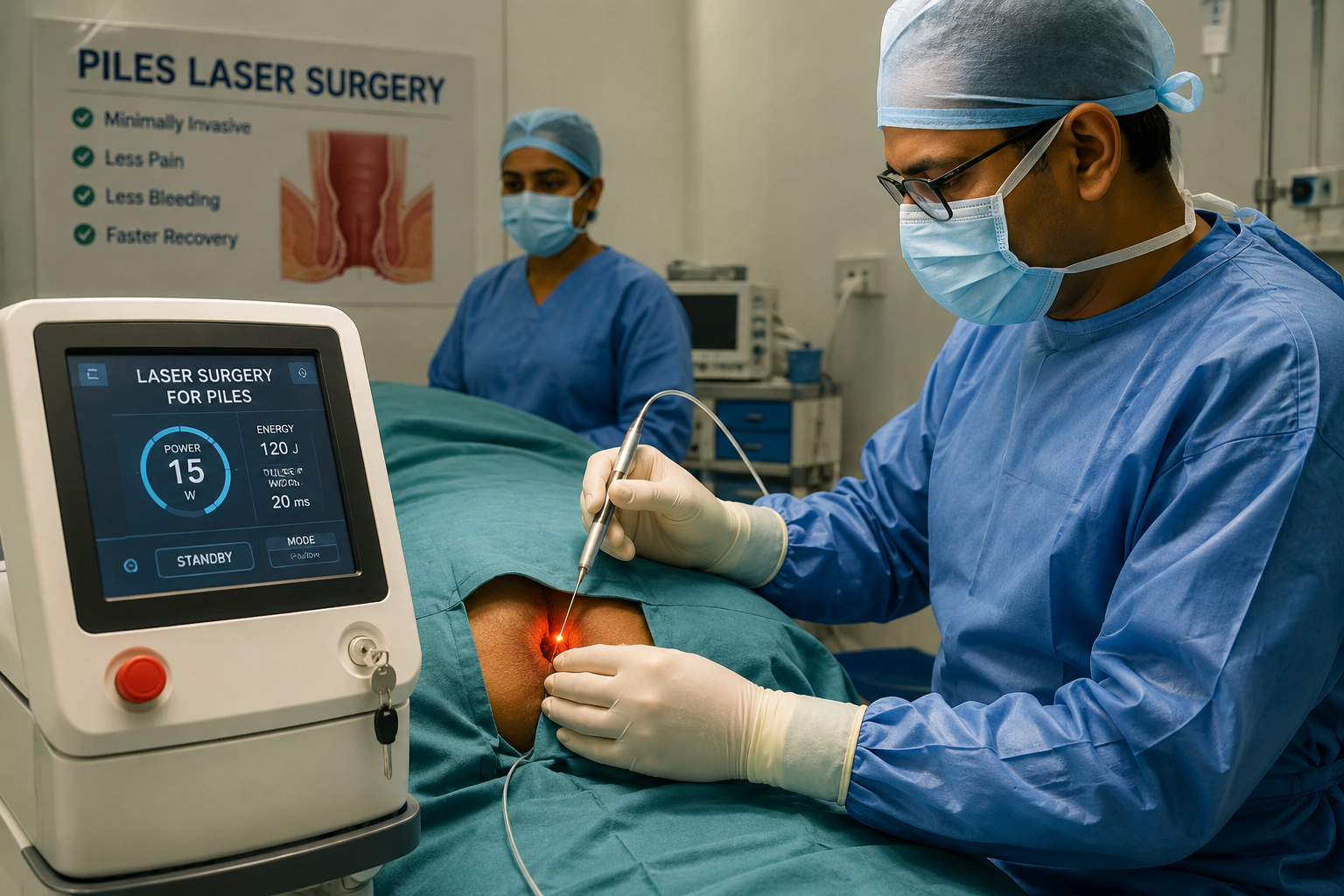 Doctor examining a patient for piles treatment in Bangalore.